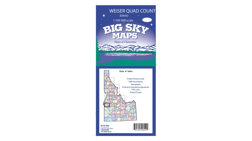 Big Sky Maps 1000,000 Scale Qaudrangle Map