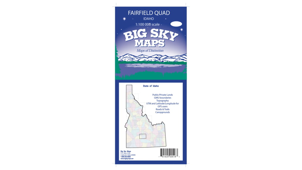 Big Sky Maps 1000,000 Scale Qaudrangle Map