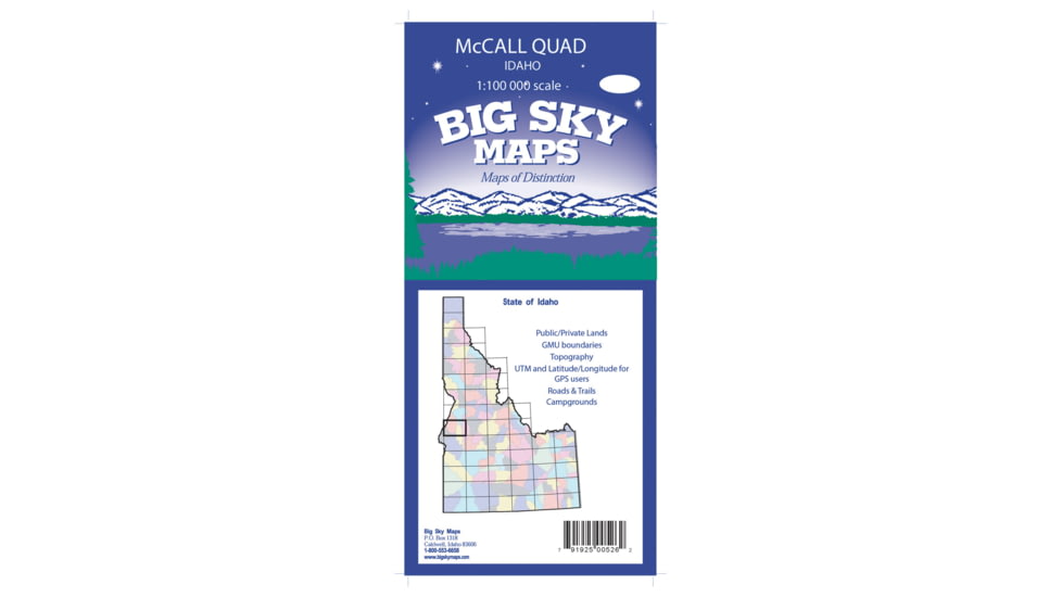 Big Sky Maps 1000,000 Scale Qaudrangle Map