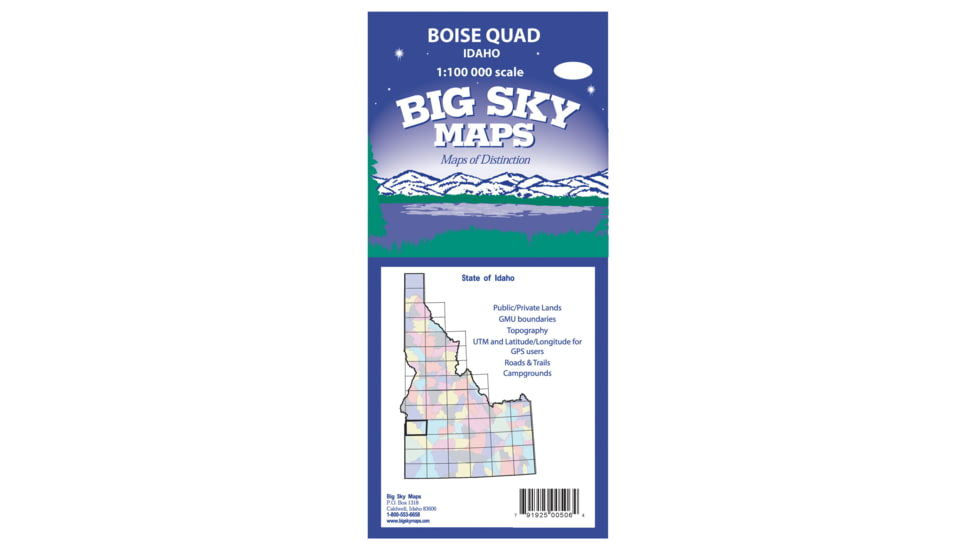 Big Sky Maps 1000,000 Scale Qaudrangle Map