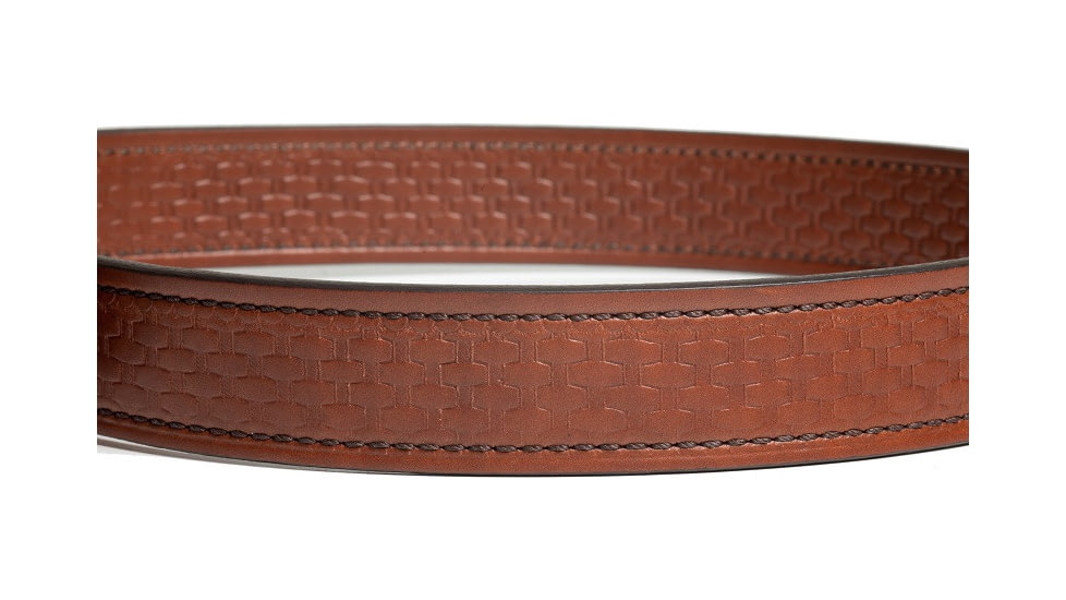 Bigfoot Gun Belts Gun Belt, Basket Weave Pattern, 18oz Steel Core, 36 Inch, Silver Buckle, LightBrown, GB-BASK-18C-36-LBR-SV