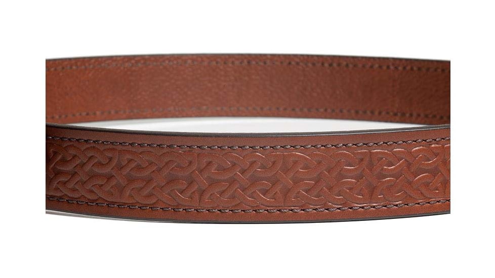 Bigfoot Gun Belts Gun belt, Celtic Pattern, 14oz No Core, 46 Inch, Flat Black, LightBrown, GB-CELT-14NC-46-LBR-FB