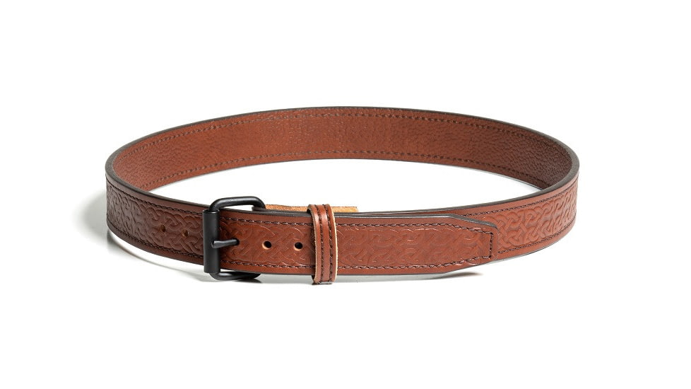 Bigfoot Gun Belts Gun belt, Celtic Pattern, 14oz No Core, 42 Inch, Silver Buckle, LightBrown, GB-CELT-14NC-42-LBR-SV