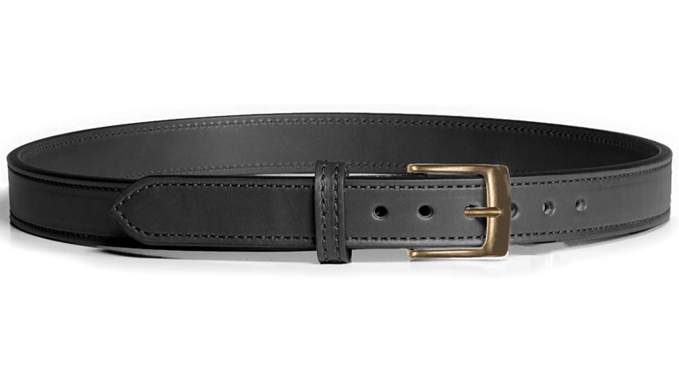 Bigfoot Gun Belts Slim Steel Dress Gun Belt - Mens, 56 Inch, Antiqued Brass Buckle, Black, GBDB-56-BL-AB
