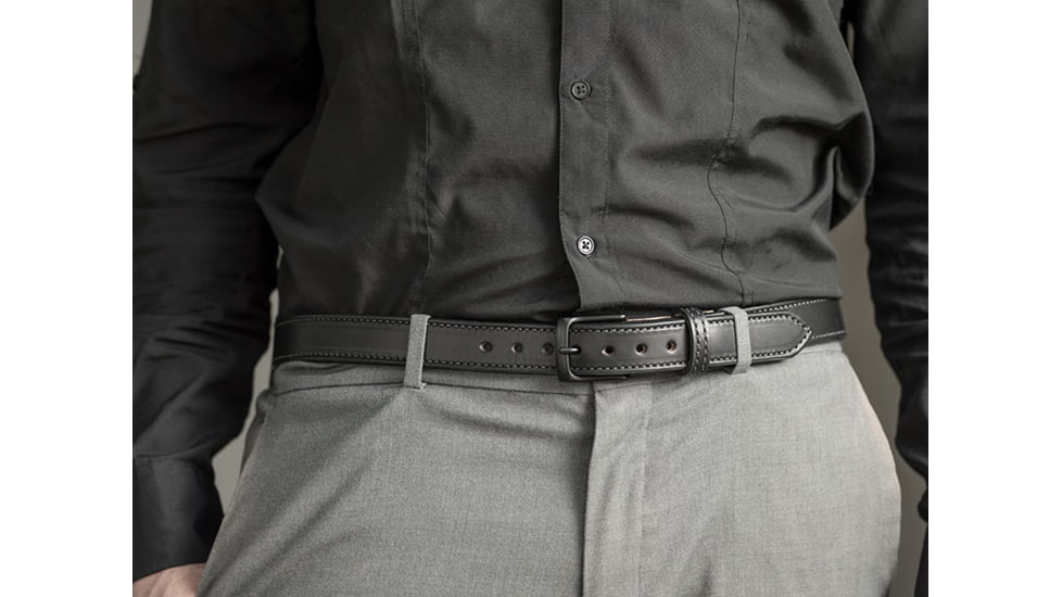 Bigfoot Gun Belts Slim Steel Dress Gun Belt - Mens, 30 Inch, Flat Black Buckle, Black, GBDB-30-BL-FB