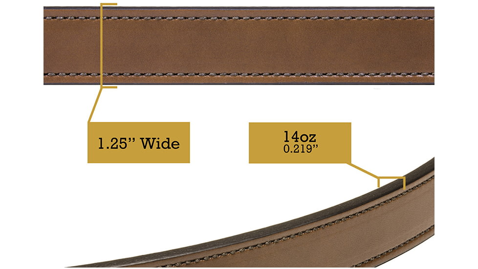 Bigfoot Gun Belts Slim Steel Dress Gun Belt - Mens, 32 Inch, Stainless Steel Buckle, Brown, GBDB-32-BR-SS