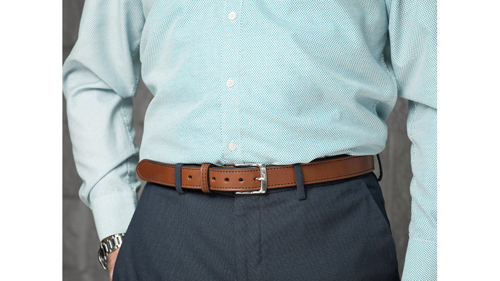 Bigfoot Gun Belts Slim Steel Dress Gun Belt - Mens, 32 Inch, Stainless Steel Buckle, Brown, GBDB-32-BR-SS