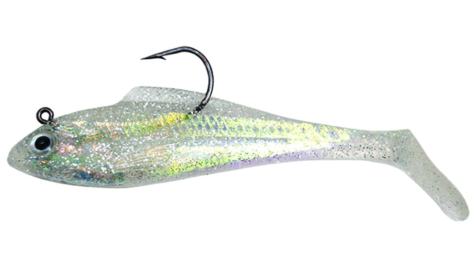 Billy Bay Halo Shad, 1/2 oz, Clear Silver Sparkle, 3/Pack, 888-2-3-1