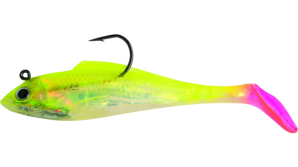 Billy Bay Halo Shad, 1/4 oz, Chartreuse/Pink Firetail, 3/Pack, 888-4-3-14
