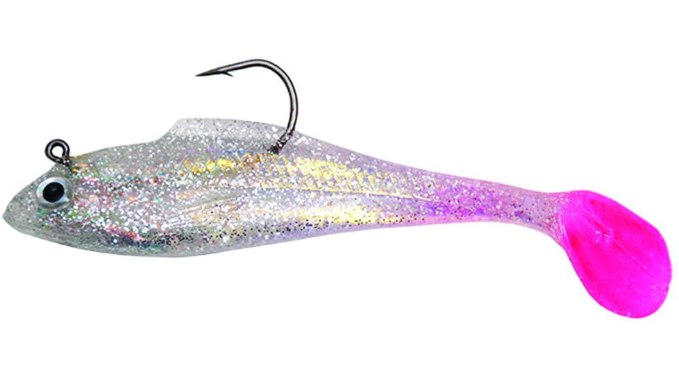 Billy Bay Halo Shad, 1/4 oz, Clear Sparkle/Pink Tail, 3/Pack, 888-4-3-75