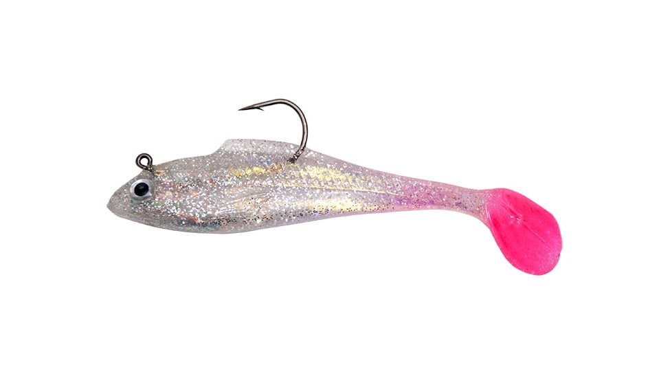 Billy Bay Halo Shad, 1/8 oz, Clear Sparkle/Pink Tail, 3/Pack, 888-8-3-75