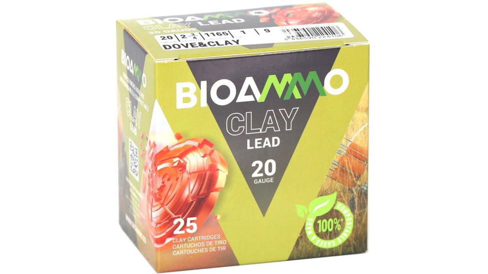 BioAmmo BIOAMMODove &amp; Clay 20 Gauge 1 oz 2 3/4 in Centerfire Shotgun Amo, #9, 25 Rounds, Yellow, ZR2890