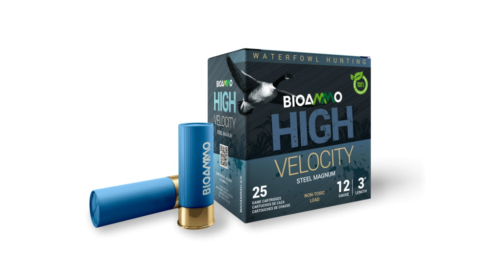 BioAmmo Steel Waterfowl 12 Gauge 1-1/4 oz 3 in Shotgun Ammo, 25 Round, BB, MLS36BB
