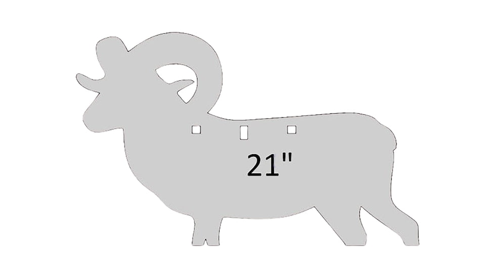 Birchwood Casey AR500 Gong, Ram Silhouette Target, 3/8in, 3-Hole, White, BC-47705