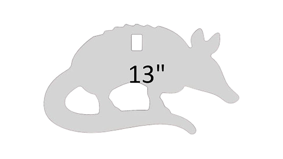 Birchwood Casey AR500 Gong, Armadillo Silhouette Target, 3/8in, 1-Hole, White, BC-47716