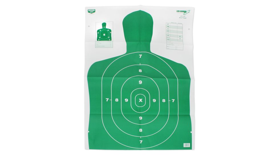Birchwood Casey B-27 Eze-Scorer Green Silhouette Paper Target 23x35 Inch Folded 5 Per Package, BC-37015