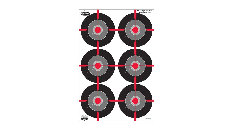 Birchwood Casey Dirty Bird Multiple Bull's-Eye Targets 12x18 Inches 8 Per Package, BC-35705