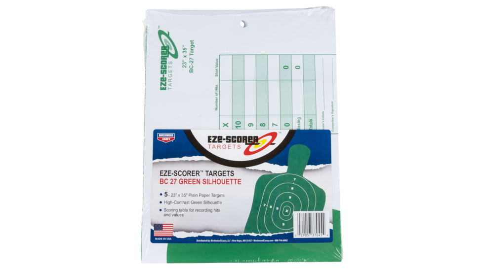 Birchwood Casey EZE-Scorer BC-27 Paper 23 X 35 Silhouette Green 5 Pack 37045