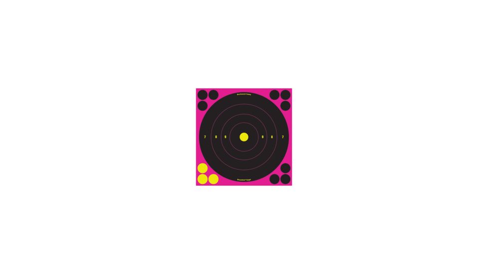 Birchwood Casey Shoot-N-C Pink Reactive Target 8 Inch Bullseye 6 Per Package, BC-34808