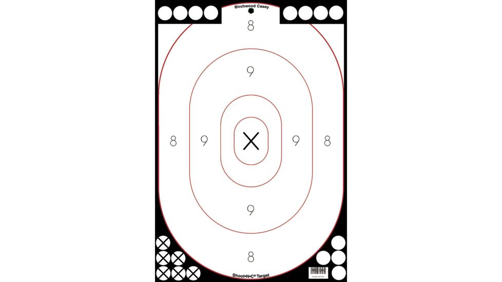 Birchwood Casey Shoot-N-C White/Black 12x18 Inch Silhouette 5 Targets Plus 90 Pasters, BC-34615