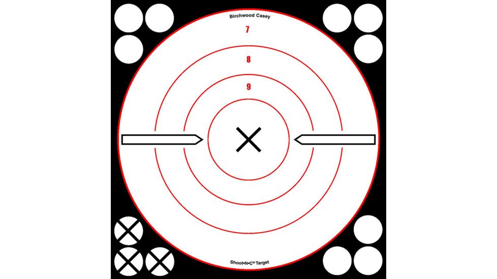 Birchwood Casey Shoot-N-C White/Black 8 Inch Round Bullseye 6 Plus 72 Pasters, BC-34802