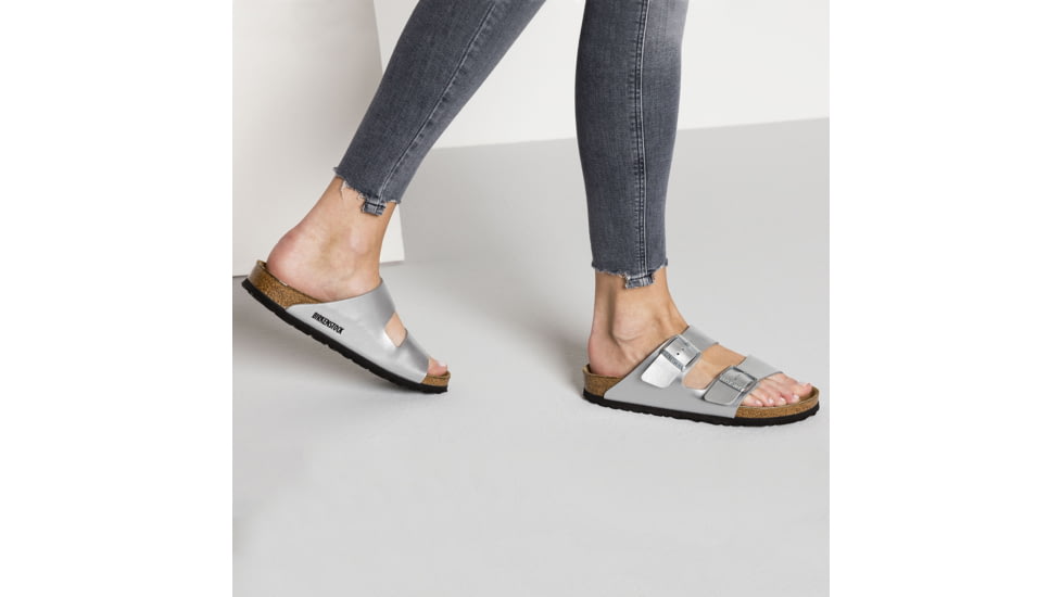 Birkenstock Arizona Birko-Flor Soft Footbed - Women's, Silver, 35 55015-1-35