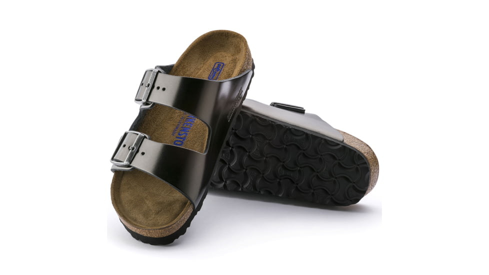 Birkenstock Arizona Soft Footbed Leather Sandals - Womens, Anthracite Leather, Medium, 37, 1000292-37