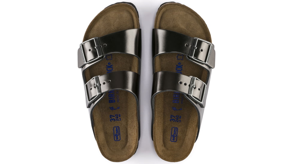 Birkenstock Arizona Soft Footbed Leather Sandals - Womens, Anthracite Leather, Medium, 37, 1000292-37