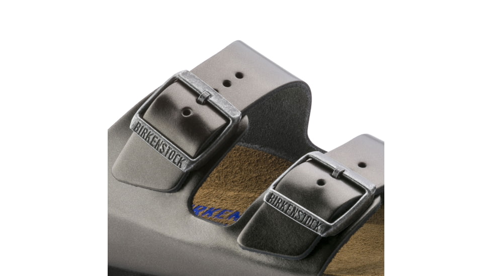 Birkenstock Arizona Soft Footbed Leather Sandals - Womens, Anthracite Leather, Medium, 37, 1000292-37