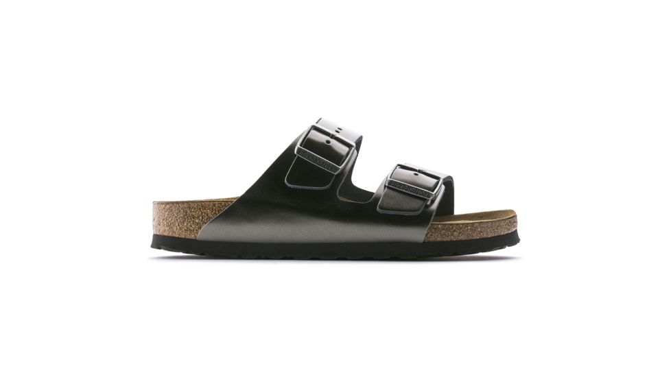 Birkenstock Arizona Soft Footbed Leather Sandals - Womens, Anthracite Leather, Medium, 37, 1000292-37
