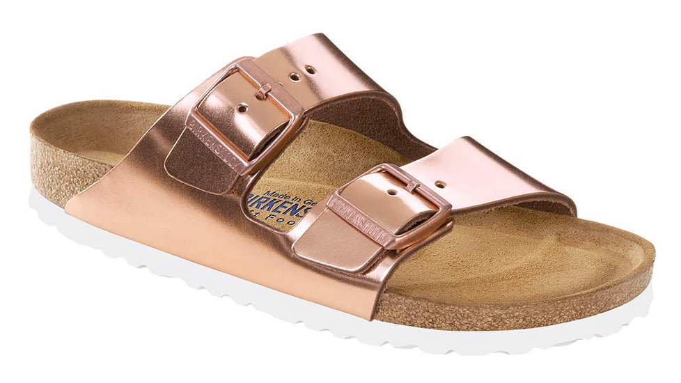 Birkenstock Arizona Soft Footbed Leather Sandals - Womens, Metallic Copper Leather, 36, 952091-95209-36