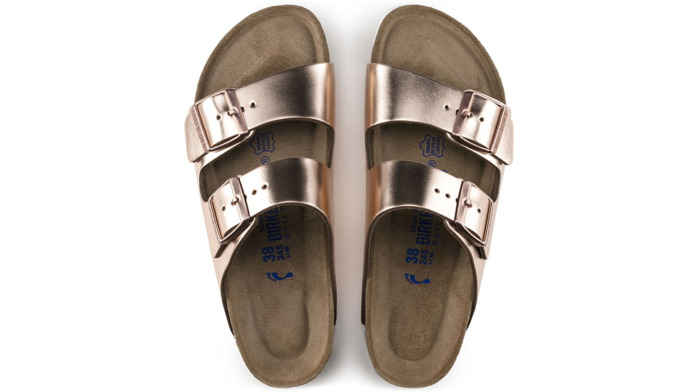 Birkenstock Arizona Soft Footbed Leather Sandals - Womens, Metallic Copper, Medium, 37, 952091-37