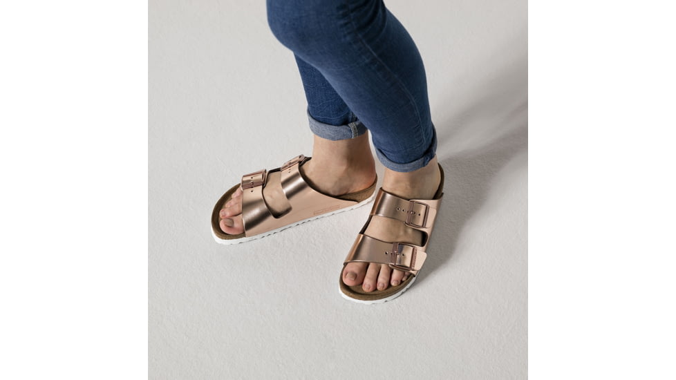 Birkenstock Arizona Soft Footbed Leather Sandals - Womens, Metallic Copper, Medium, 37, 952091-37