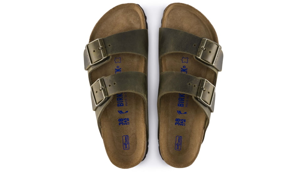 Birkenstock Arizona Soft Footbed Oiled Leather Sandals - Mens, Jade, 41, 1014451-R-41