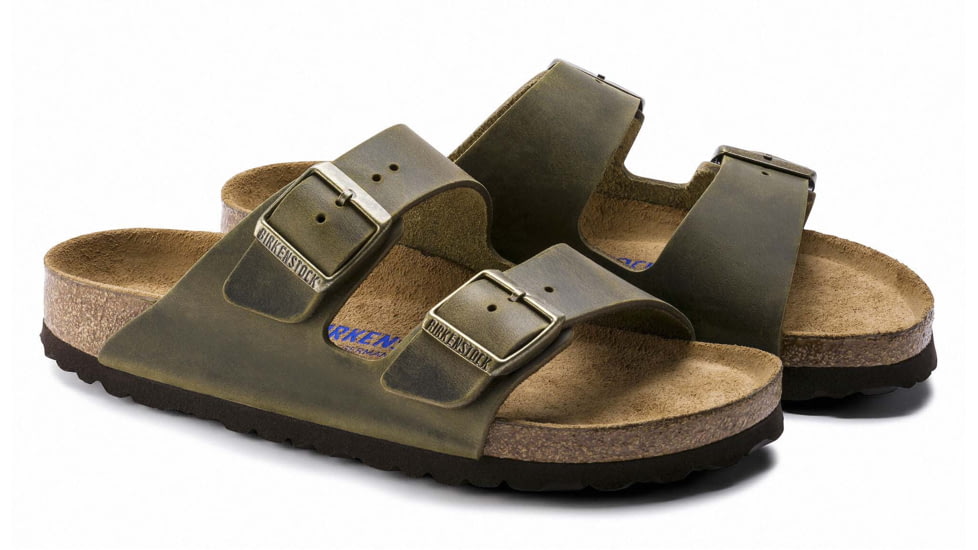 Birkenstock Arizona Soft Footbed Oiled Leather Sandals - Mens, Jade, 41, 1014451-R-41