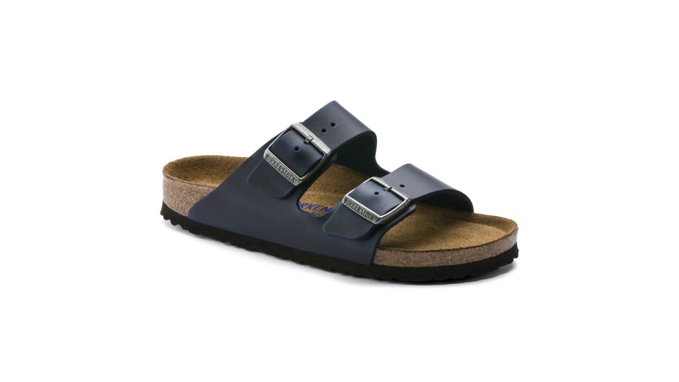 Birkenstock Arizona Soft Footbed Oiled Nubuck Leather Sandals - Womens, Blue Oild Leather, Medium, 45, 1013643-45