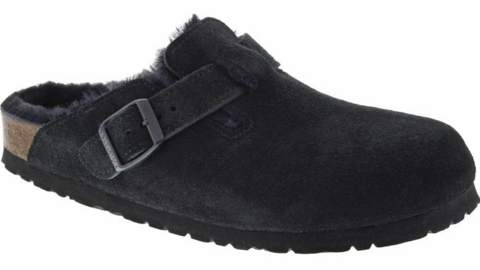 Birkenstock Boston Shearling Lined Slipper - Women's-Black-Narrow-37