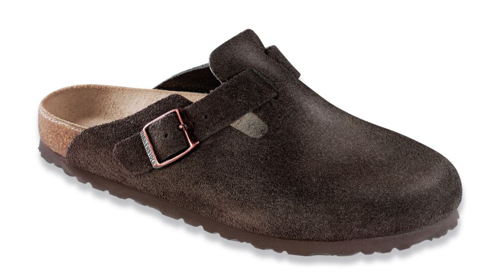Birkenstock Boston Suede Soft Footbed Sandal - Womens-Mocha-Medium-39
