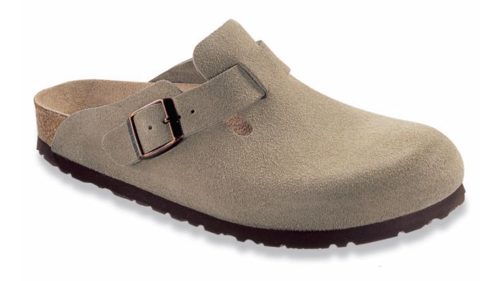 Birkenstock Boston Suede Soft Footbed Sandal - Womens-Taupe-Medium-37