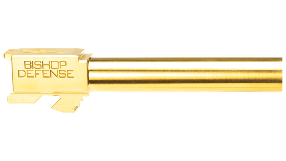 Bishop Defense Match Grade Pistol Barrel, Glock 17, 9mm, 4.49 in, 1-10 Twist, Gold, BDBLG17GLD