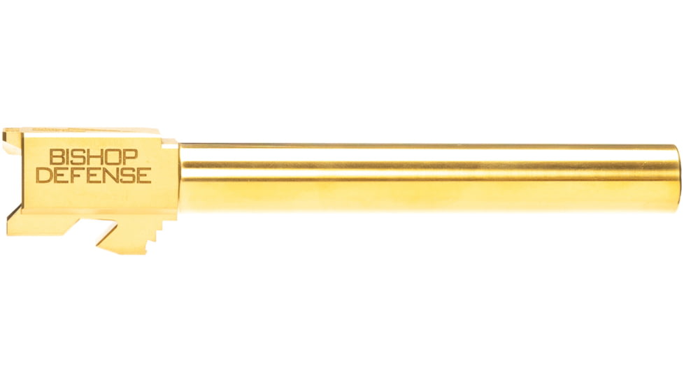 Bishop Defense Match Grade Pistol Barrel, Glock 34, 9mm, 5.31 in, 1-10 Twist, Gold, BDBLG34GLD