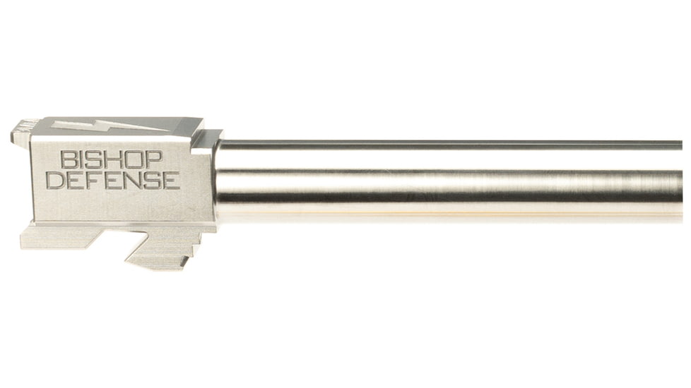 Bishop Defense Match Grade Pistol Barrel, Glock 19, 9mm, 4.02 in, 1-10 Twist, Chrome, BDBLG19CRM