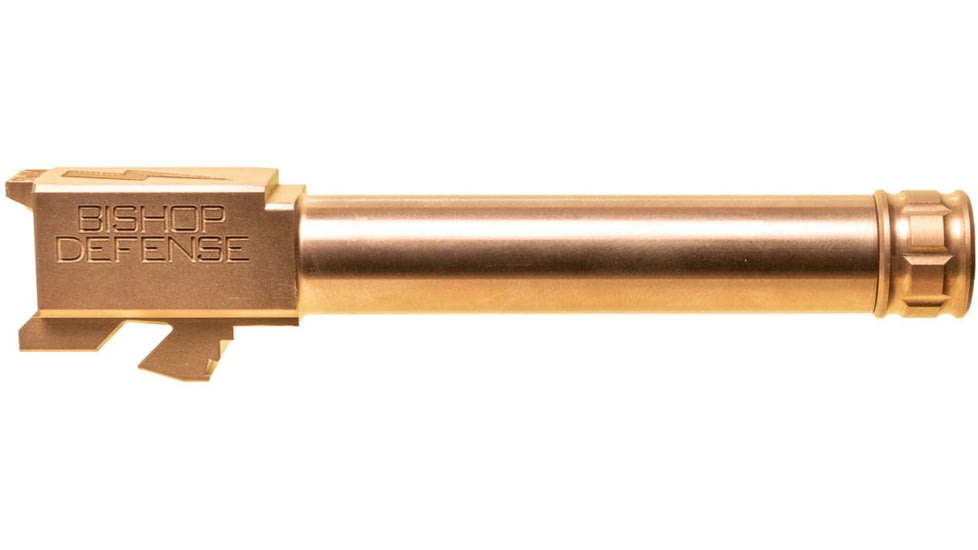Bishop Defense Threaded Match Grade Pistol Barrel, Glock 19, 9mm, 4.52 in, 1-10 Twist, Bronze, BDBLTG19BRNZ