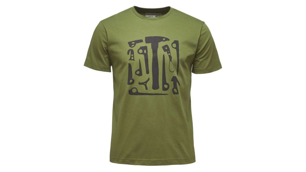 Black Diamond Big Wall Tool Logo Mens Short Sleeve Tee Shirt, Pine, Medium, APS640302MED1