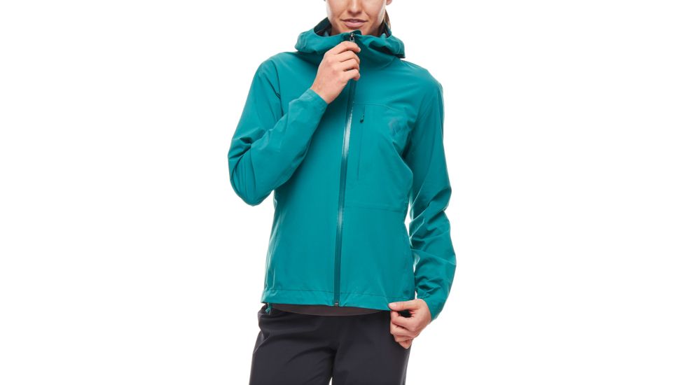 Black Diamond FineLineStretch Womens Rain Shell Jacket, Evergreen, Small, APG3E8317SML1