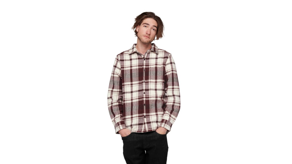 Black Diamond Project Heavy Flannel - Mens, Burgundy/Off White Plaid, Medium, AP7440649517MED1
