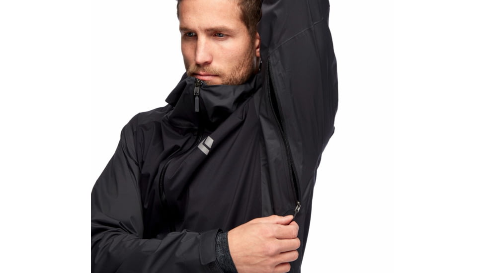 Black Diamond Stormline Stretch Rain Shell - Mens, Black/Carbon, Small, APCDT09150SML1