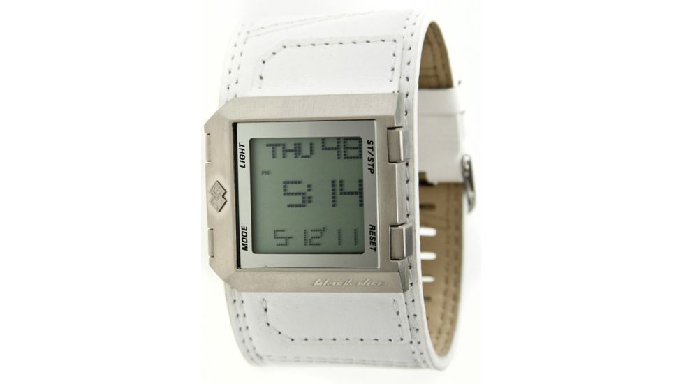 Black Dice Cash Men's Watch - SS Case, White Leather Strap BLABD-004-06