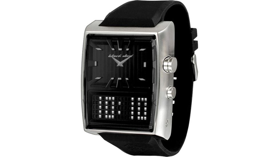 Black Dice Duo Project Men's Watch - SS Case, White/Black Display BLABD-049-01