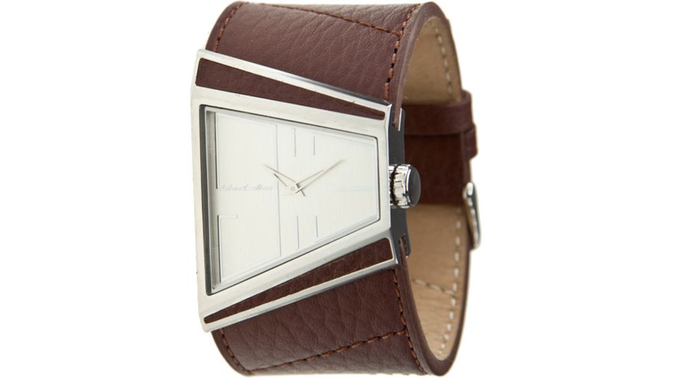Black Dice Hustle Men's Watch - White Dial, Brown Strap, SS Case BLABD-003-02